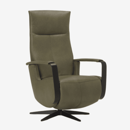 relaxstoel elegir met open arm en groen leder moderne relaxfauteuil op draaivoet