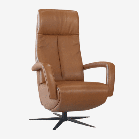 relaxfauteuil Coralda armen volledig bekleed echt leder op draaivoet