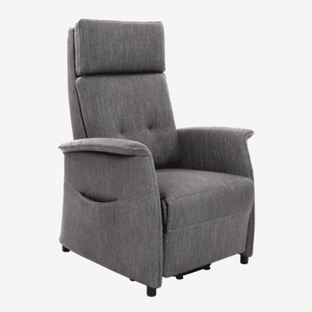 sta op fauteuil riniro in grijze stof op vaste voet direct leverbaar en voordelig